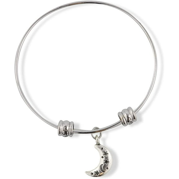 Moon with Moon and Stars on it Fancy Charm Bangle