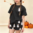 thumbnail image 4 of Stamzod Girls Summer Outfits Halloween Printed Short Sleeve Tee Top Shorts Set 2 Piece Girls' Clothing Sets Z Black 14-15 Years, 4 of 9