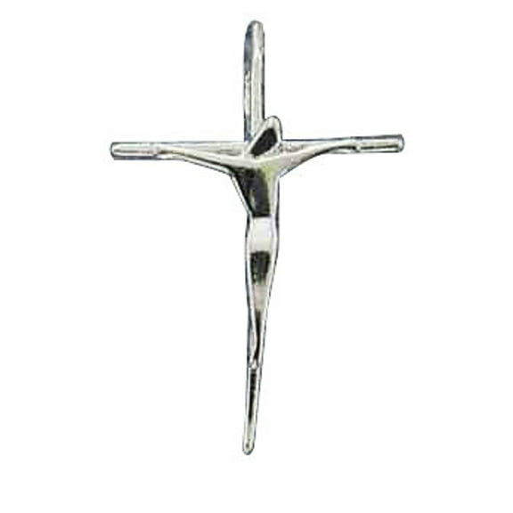 Sterling Silver 16" .8mm Box Chain Modern Christian Crucifix Pendant Necklace