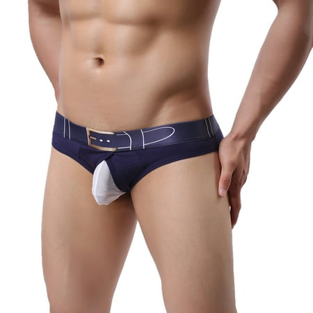 

zuwimk Mens Underwear Men s Transprant Thong Underwear Low Rise See Through Stretch Panties Dark Blue S