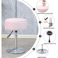 thumbnail image 5 of Pink Vanity Stool Velvet Vanity Chair for Makeup Room Round Storage Ottoman for Living Room Height Adjustable 360°Swivel Foot Stools, 5 of 14
