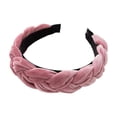 thumbnail image 2 of rygai Korean Style Non-slip Knotted Women Headband Solid Color Wide Heightened Sponge Hair Hoop Hair Ties,Pink, 2 of 8
