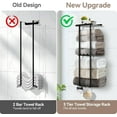 thumbnail image 6 of Towel Rack for Bathroom Towel Holder with Shelf & 6 Hooks Sturdy Metal 3 Tier Towel Storage Rack Wall Mounted Towel Rack for Rolled Towels Storage and Organizer, Black, 6 of 17