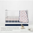 thumbnail image 2 of Bacati Feathers/Buck Coral/Navy 100 Percent Cotton Breathable Muslin 3pc Girls Crib Set, 2 of 8
