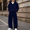 thumbnail image 5 of UDAUDU Men 2 Piece Tracksuit Full Zip Hoodie Loose Fit Oversized Zip‑Front Hooded Jacket with Wide‑Leg Sweatpants, Soft Fleece Fall Winter Casual Outfit XL, 5 of 6
