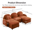 thumbnail image 5 of HUTWIFE 98.2" 3-Seater Teddy Velvet Couch, Orange Modular Sofa with Two Ottoman, Curved Back & Lumbar Pillows, 5 of 9