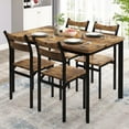 thumbnail image 1 of Lamerge 47'' 4 Person Dining Table Set, Rustic Solid Wood Kitchen Dining Table and Chairs 4 Piece Set for Small Spaces, Apartment Kitchens and Dining Rooms, Breakfast Corner. (Rustic Brown), 1 of 7