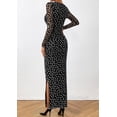 thumbnail image 4 of Vestido PRETTYGARDEN Ajustado Maxi de Lunares con Fruncido y Mangas Largas Talla L, 4 of 6
