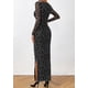 thumbnail image 4 of Vestido PRETTYGARDEN Ajustado Maxi de Lunares con Fruncido y Mangas Largas Talla L, 4 of 6