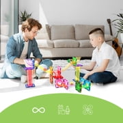 PicassoTiles Marble Run Magnetic Tiles for Kids – 40PCS STEM Construction Building Blocks Race Track Educational Toy Set