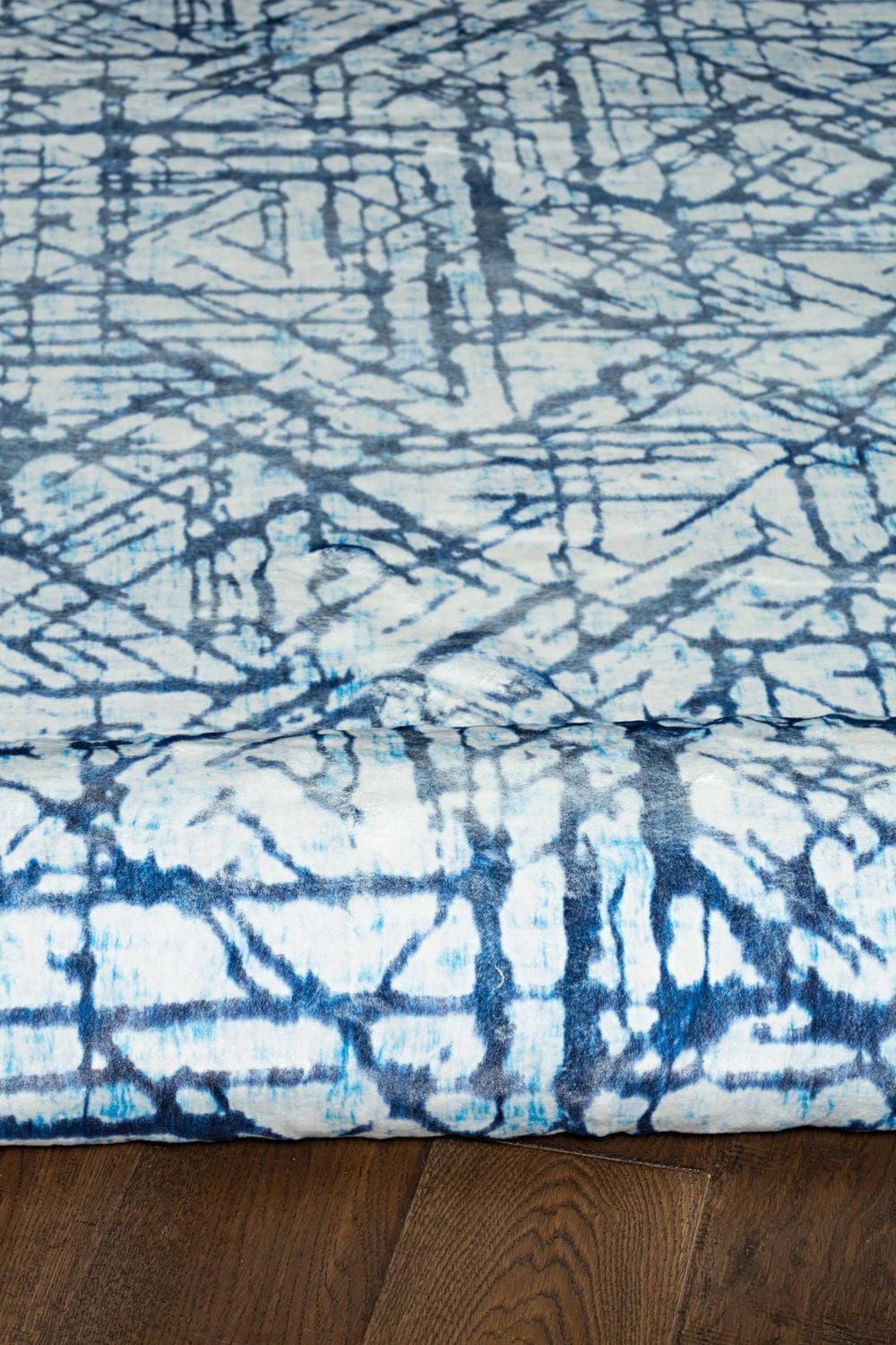 Motif Printed Faux Rabbit Ingrain Blue & White 3 ft. x 5 ft. Accent Rug