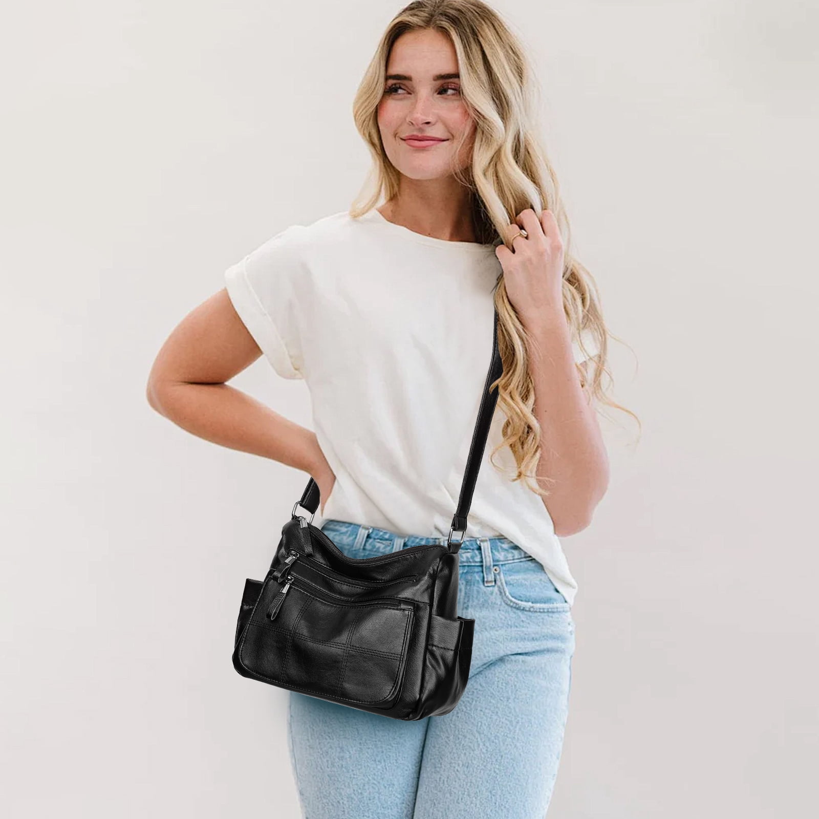 KALUNMA Purses for Women Pocketbooks Soft PU Leather Ladies Crossbody Purse Multi Pocket Shoulder Bag