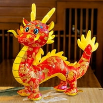 SDJMa Chinese New Year Dragon Plush, Dragon Stuffed Animal Toys 2024 Year of The Dragon Mascot Standing Statue Tabletop Ornament for Chinese New Year Spring Festival Home Office Decor