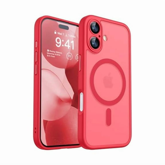 ZHU997 Magnetic for iPhone 17 Case, Upgraded [Full Camera Protection] [Compatible with Magsafe] [Translucent Matte] Shockproof Protective Phone Case for iPhone 17 - Red
