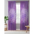 thumbnail image 5 of Sheer Curtains 84 Inches Long, Boho Floral Semi Sheer Curtains Light Filtering Window Treatment, Purple Flowers Vintage Bohemian Watercolor Privacy Voile Drapes for Living Room Bedroom 52x84 Inch, 5 of 7