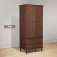 thumbnail image 3 of HLR 71" Tall Modern Wood Armoire Wardrobe Closet, Freestanding Cabinet with Hanging Rod for Bedroom, Brown, 3 of 12