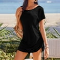 thumbnail image 5 of SMihono Trendy Bathing Suit Cover Ups for Women Bikini Swimsuit Coverup Casual Loose Beach Shirt Dress with Drawstring Black XXL, 5 of 9