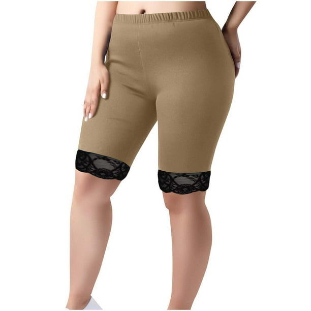 Karight Plus Size Slip Shorts for Women Soft Modal Short Leggings Lace Shorts Under Dresses Mid Thigh Leggings Pants