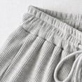 thumbnail image 6 of QINGFSAP Womens Ruffled Textured Shorts High Waist Drawstring Relaxed Lounge Sleepwear, 6 of 9