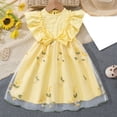 thumbnail image 5 of ITSAME Sleeveless Dress for Girls, Trendy Bow Ruffle Cute Embroidery Fashion Princess Dresses Yellow 7-8T, 5 of 9