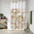 thumbnail image 6 of No Hook Shower Curtain, Brown Coastal Shower Curtains for Bathroom with See Through Top Window, Nautical Starfish Coral Jellyfish Shell Sea Waterproof & Washable Bath Curtain Narrow 54"x78", 6 of 9
