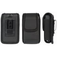 thumbnail image 4 of Case for Consumer Cellular Flip Phone, Nakedcellphone Black Vegan Leather Vertical Pouch [with Belt Loop, Metal Clip, Magnetic Closure] for Iris Flip, Verve Snap, Link 2, Jitterbug Flip2, 4 of 10