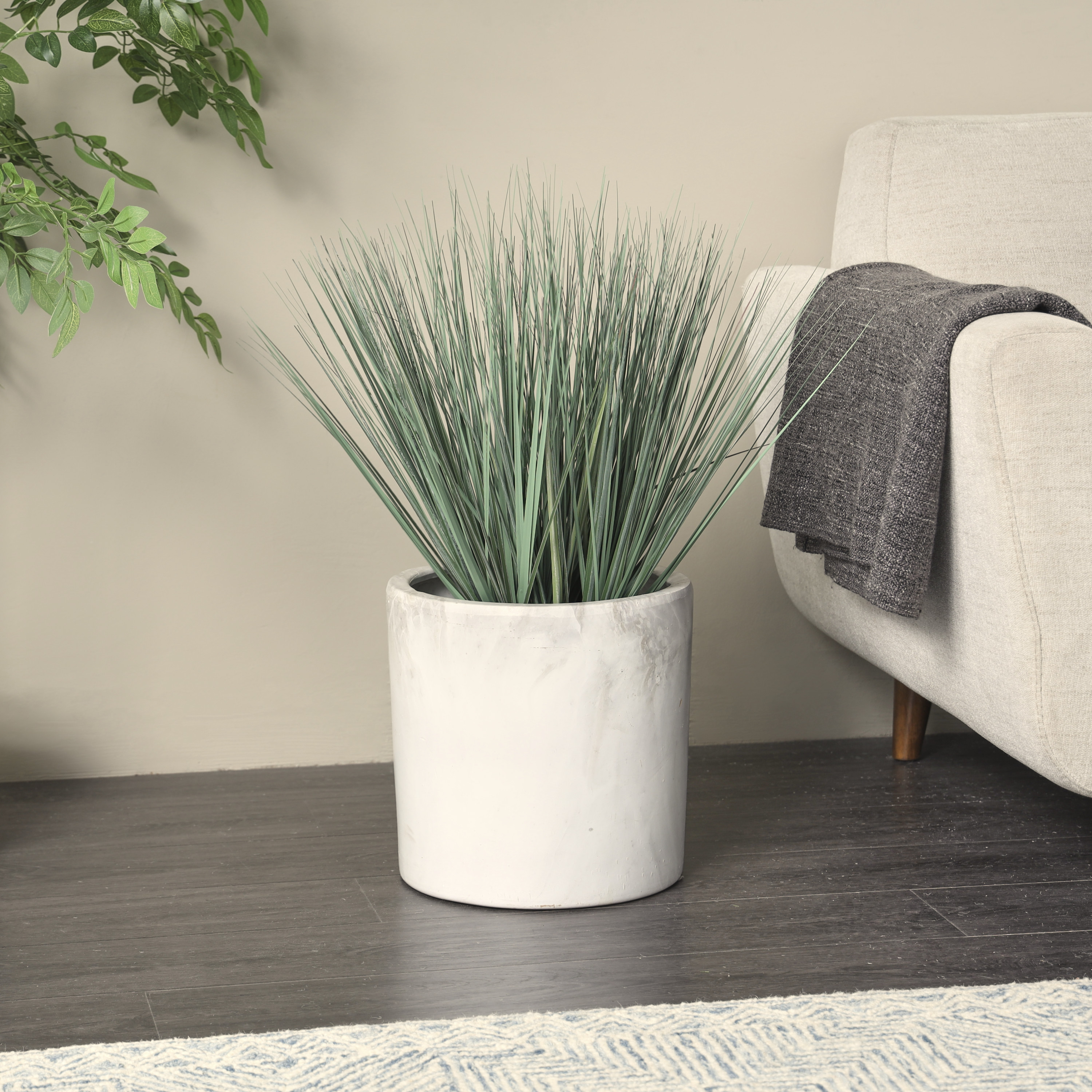 DecMode 28" Artificial Plant in White Plastic Pot