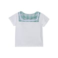 thumbnail image 6 of Doomiva Kids Girls Plaid Mini Skirt Set Sailor Short Sleeve Top with Pleated Tartan Skirt School Uniform Outfit Green 160, 6 of 7