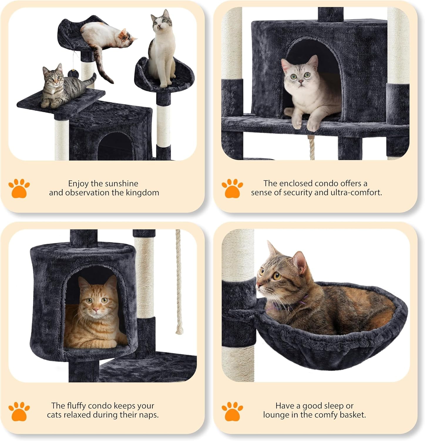 Libra  79 in Cat Tree Tower, Multilevel Cat Trees Plush Covered Cat Tower with 2 Extra Large Condos, Comfy Basket, Sisal Scratching Posts
