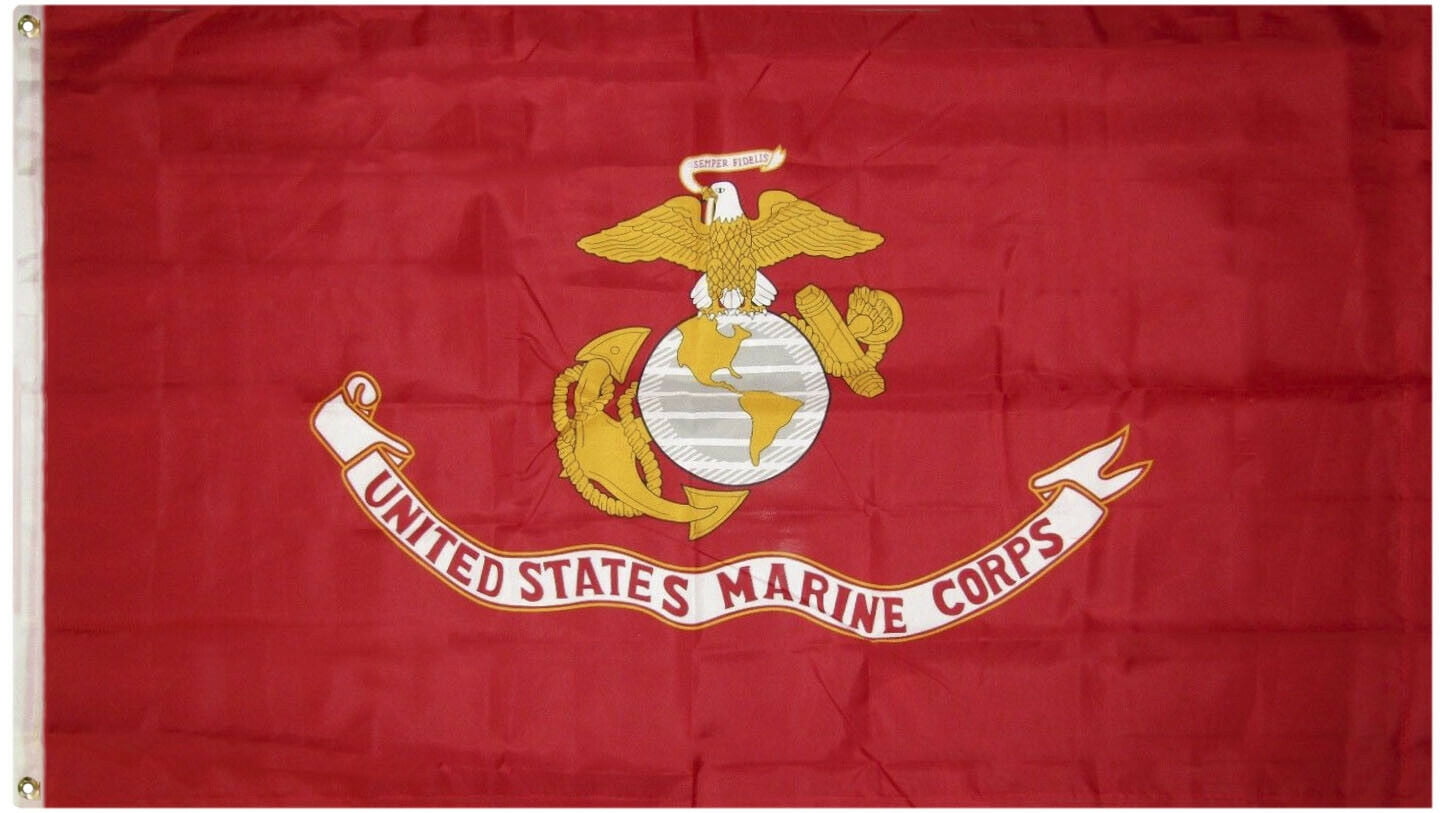 U.S 2 Pack 3x5 Marines EGA Marine Flag American Flag 3x5 Foot Grommets 
