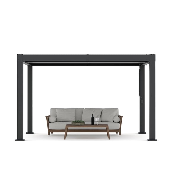 CazToi 10x12 FT All-Aluminum Louvered Pergola Hardtop Gazebo Adjustable Roof with Drainage