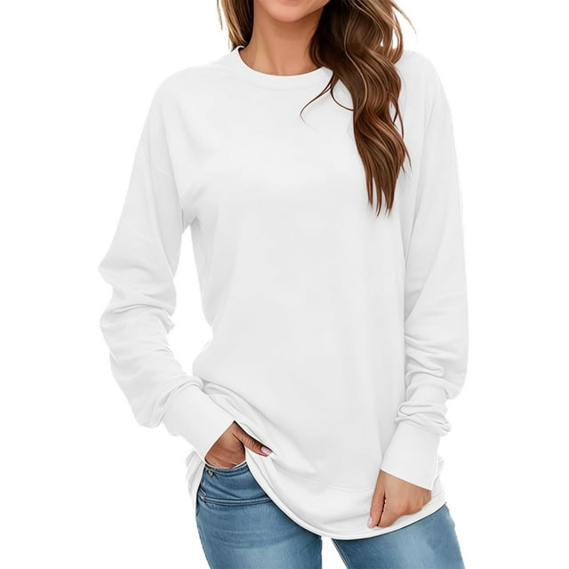 Sudadera AURUZA para Mujer Manga Larga Cuello Redondo Blanca M