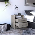 thumbnail image 2 of Nmkwnr Modern Beside Table for Home, Bedroom, Nightstand with 2 Drawers and Open Shelf, Light Gray, 2 of 6