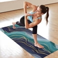 thumbnail image 6 of Blue Green Gold Marble Pattern Hot Yoga Mat Towel Non Slip for Hot Yoga - Quick-Drying Yoga Mat Cover with 4 Corner Pockets with Travel Bag - Hot Yoga Towel Non Slip 74"x26", 6 of 6