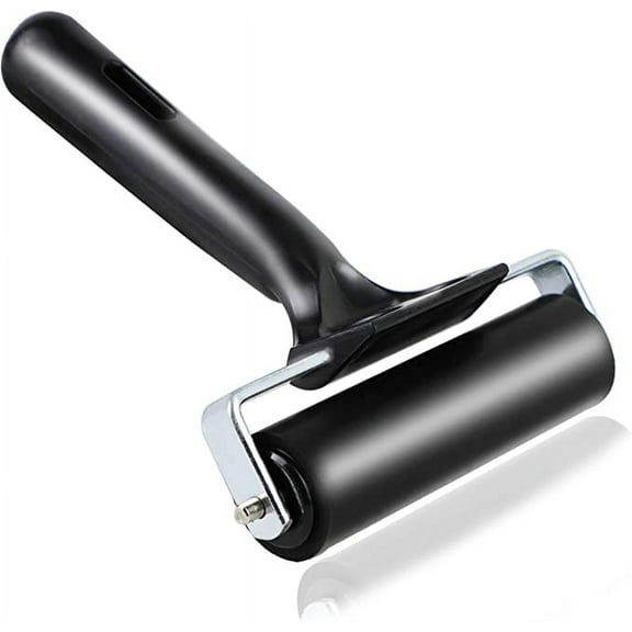 Rubber Roller Brayer for Printmaking Glue Roller Tool for Painting,Print,Ink and Stamping (4-Inch, Black)