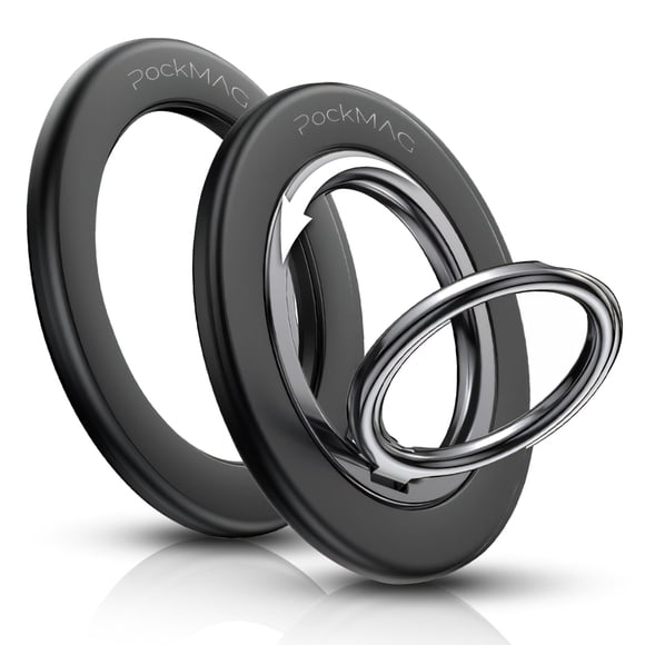 Soporte para anillo de teléfono PockMag, magnético ultrarresistente, negro brumoso