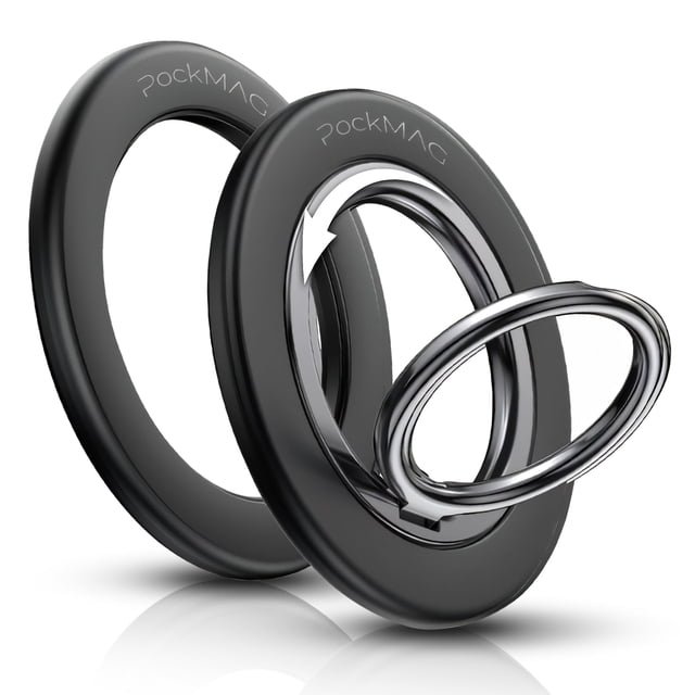 Soporte para anillo de teléfono PockMag, magnético ultrarresistente, negro brumoso