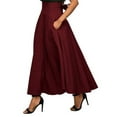 thumbnail image 2 of Women's Ankle Length High Waist A-line Flowy Long Maxi Skirt with Pockets, 2 of 2