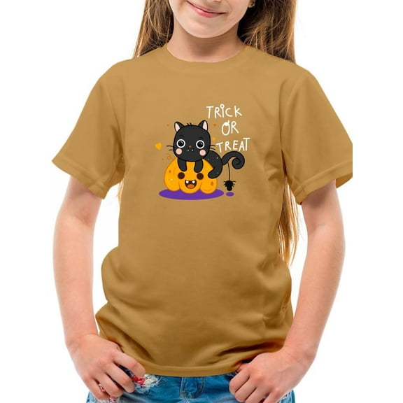Cute Halloween Kitten And Spider T-Shirt Juniors -Image by Shutterstock,  x-Large