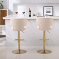 thumbnail image 3 of 2pcs Bar Stools Modern Counter Height Bar Stools with Back Upholstered Swivel Adjustable Barstools for Kitchen Island Restaurant, Brown, 3 of 7