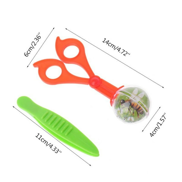2 Pcs Plastic Bug Insect Catcher 2 Pcs Plastic Bug Scissors Tongs Tweezers  Set For Kids Children Toy Handy 