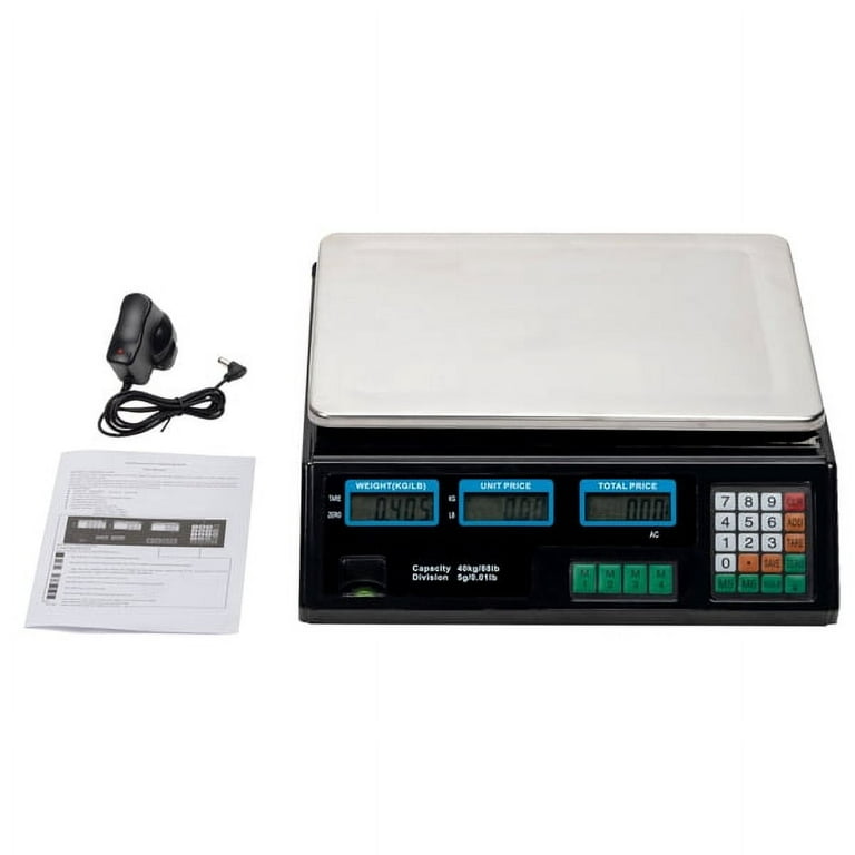 Cfowner Digital Price Computing Scale, Market Scales, Commercial Scale for  Food Meat Produce, Silver & Black