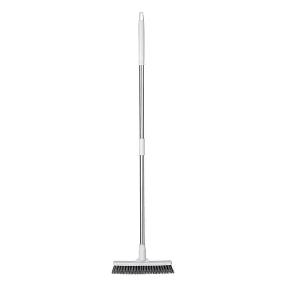 Qocolhg Floor Scrub Brush Bathroom Long Handle Bathtub Push Broom Shower Tile Grout Scrubber Rotatable Indoor Kitchen Crevice Cleaning Brush for Hard to Reach Areas - Light Blue 35.4inch, White