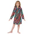 thumbnail image 6 of FORMRS Niños Bathrobe Unisex Hooded Robe Soft Plush Pajamas Sleepwear, Size 4-6T, Blue Abstract Lines, 6 of 7