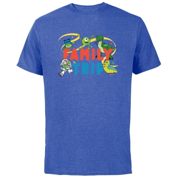 Disney and Pixar Characters Vacation Party Our Family Trip - Short Sleeve Cotton T-Shirt for Adults - Customized-Royal Heather