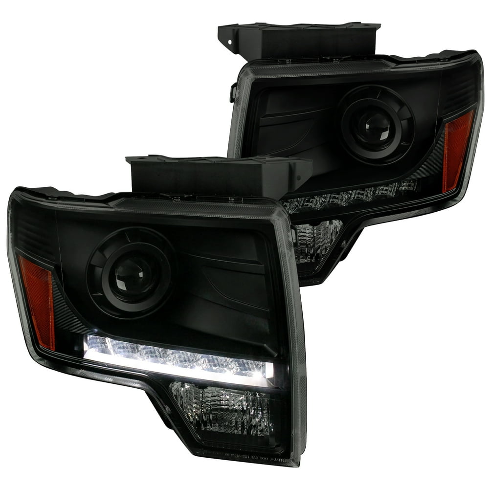 SpecD Tuning Black Housing Smoke Lens Projector Headlights w/LED for