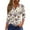 Light Purple, variant on Ladies Casual Fashion V-Neck Top Featuring Floral Print, Loose Fit, and 3/4 Sleeve, Great for Spring Fall Transitions, Weekend Activities, and Daily Wear,Cyan L
