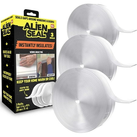 Alien Draft Seal Insulation Tape 49 Feet Transparent Silicone Weather Stripping Door Seal Strip and Under Door Draft Stopper for Window Seal and Door Bottom Seal As Seen On TV