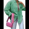 thumbnail image 3 of Camisas de Mujer con Botones, Blusas de Rayas de Larga, Blusas Casuales de Moda 2025 Verde Oscuro S, 3 of 7