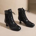 thumbnail image 6 of Mepaouo Women Vintage Victorian Lace up Boots Kitten Heel Walking Ankle Short Booties(Black,8.5), 6 of 8
